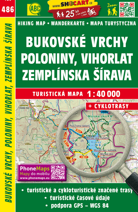 Bukovsk&eacute; vrchy, Poloniny, Vihorlat, Zempl&iacute;nska &scaron;&iacute;rava / Bukovec-Berge, Waldkarpaten, Vihorlatgebirge, Sempliner Weite (Wander - Radkarte 1:40.000)