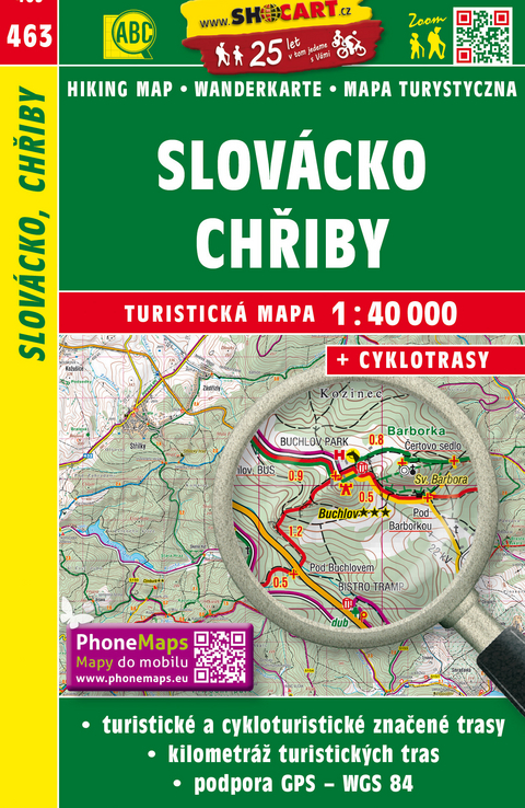 Slov&aacute;cko, Chřiby / M&auml;hrische Slowakei, Marsgebirge (Wander - Radkarte 1:40.000)