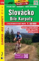 Slov&aacute;cko, B&iacute;l&eacute; Karpaty / M&auml;hrische Slowakei, Wei&szlig;e Karpaten (Radkarte 1:60.000)