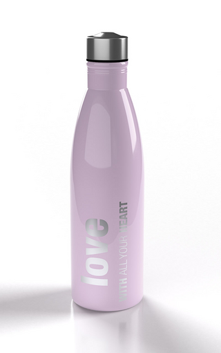 LOVE with all your heart - Glasflasche (violett)