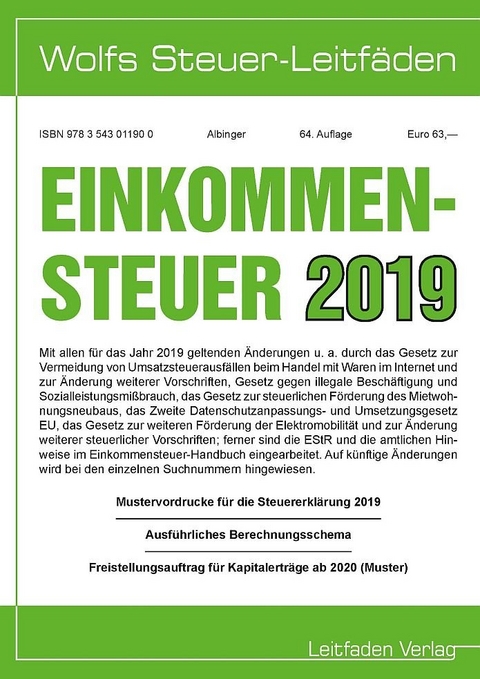 Einkommensteuer f&uuml;r 2019 - Bert Albinger