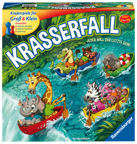 Ravensburger 20569 - Krasserfall - rasantes Brettspiel f&uuml;r Familien und Kinder - Wettkampf f&uuml;r 2 bis 4 Spieler, Gesellschaftsspiel ab 6 Jahren - Bernhard Weber