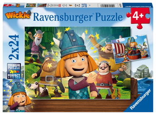 Ravensburger Kinderpuzzle - 05070 Unser kluges Köpfchen Wickie - Puzzle für Kinder ab 4 Jahren, mit 2x24 Teilen