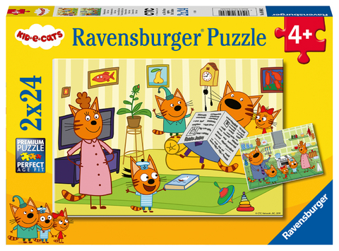 Ravensburger Kinderpuzzle - 05080 Zuhause bei den Kid E Cats - Puzzle f&uuml;r Kinder ab 4 Jahren, mit 2x24 Teilen