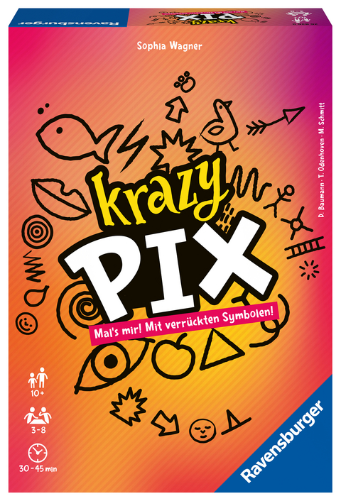 Ravensburger 26836 - Krazy Pix - Gesellschaftsspiel f&uuml;r die ganze Familie, Spiel f&uuml;r Erwachsene und Kinder ab 10 Jahren, Partyspiel f&uuml;r 3-8 Spieler - mit 240 Spielkarten - Sophia Wagner