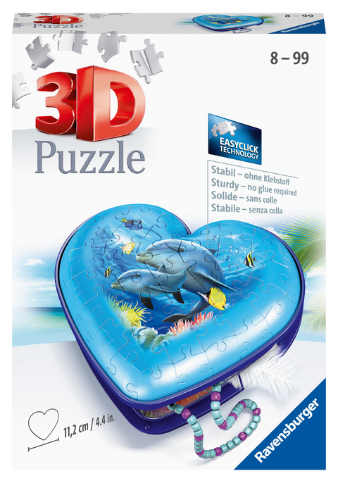 Ravensburger 3D Puzzle 11172 - Herzschatulle Unterwasserwelt - 54 Teile - Aufbewahrungsbox f&uuml;r Erwachsene und Kinder ab 8 Jahren