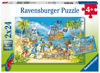 Ravensburger Kinderpuzzle - 05089 Die Abenteuerinsel - Puzzle für Kinder ab 4 Jahren, mit 2x24 Teilen
