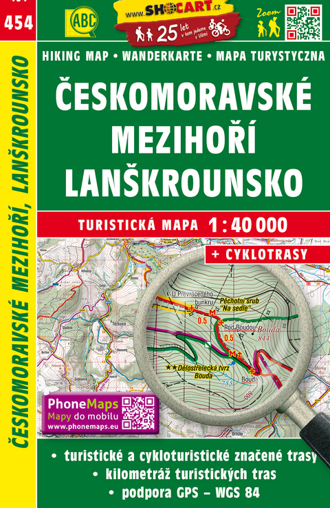 Českomoravsk&eacute; mezihoř&iacute;, Lan&scaron;krounsko / B&ouml;hmisch-M&auml;hrisches Mezihoř&iacute;, Landskron (Wander - Radkarte 1:40.000)