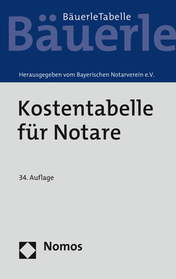 Kostentabelle f&uuml;r Notare - 