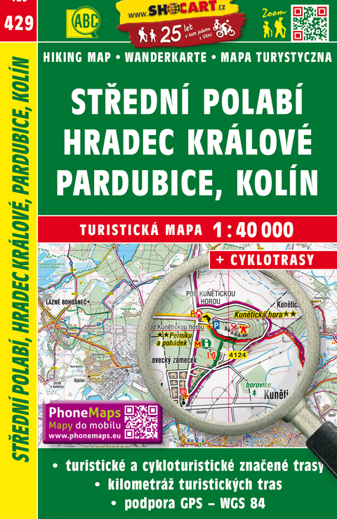 Středn&iacute; Polab&iacute;, Hradec Kr&aacute;lov&eacute;, Pardubice, Kol&iacute;n / Mittleres Elbland, K&ouml;niggr&auml;tz, Pardubitz, Kolin (Wander - Radkarte 1:40.000)