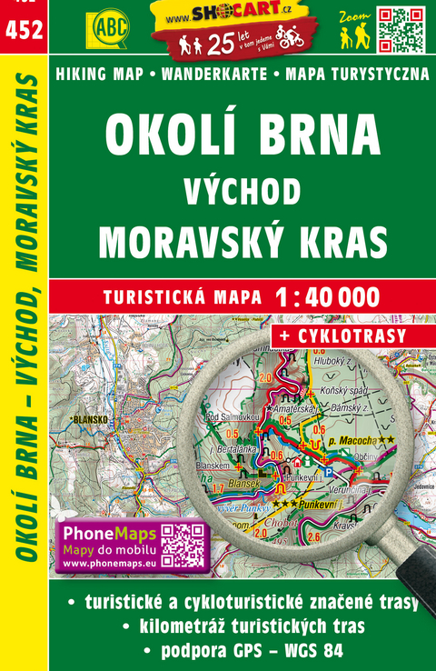 Okol&iacute; Brna v&yacute;chod, Moravsk&yacute; kras / Umgebung Br&uuml;nn Ost, M&auml;hrischer Karst (Wander - Radkarte 1:40.000)