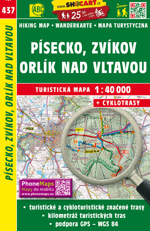 P&iacute;secko, Zv&iacute;kov, Orl&iacute;k nad Vltavou / Pisek, Zwickau, Orl&iacute;k (Moldau) (Wander - Radkarte 1:40.000)