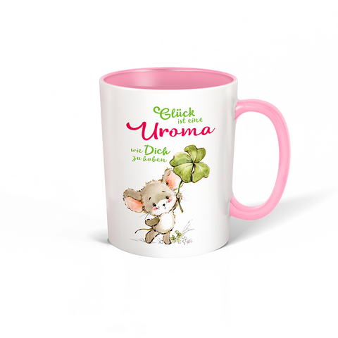 Trötsch Tasse weiß rosa "Glück ist eine Uroma wie Dich zu haben"