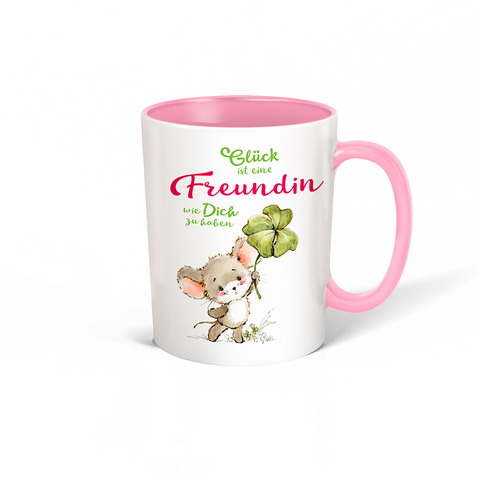 Trötsch Tasse weiß rosa "Glück ist eine Freundin wie Dich zu haben"