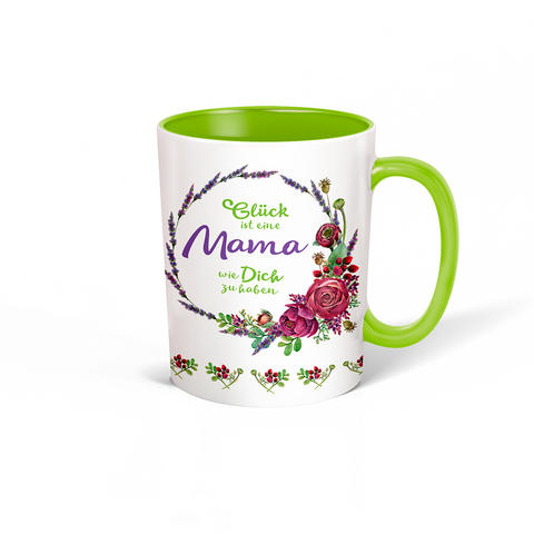 Trötsch Tasse Kranz weiß grün "Glück ist eine Mama wie Dich zu haben"