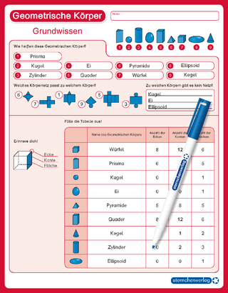 Geometrische Körper - Grundwissen - wiederbeschreibbare Lerntafel mit Stift