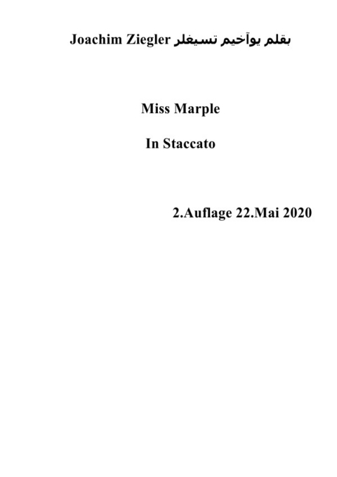 Miss Marple In Staccato - Joachim Ziegler