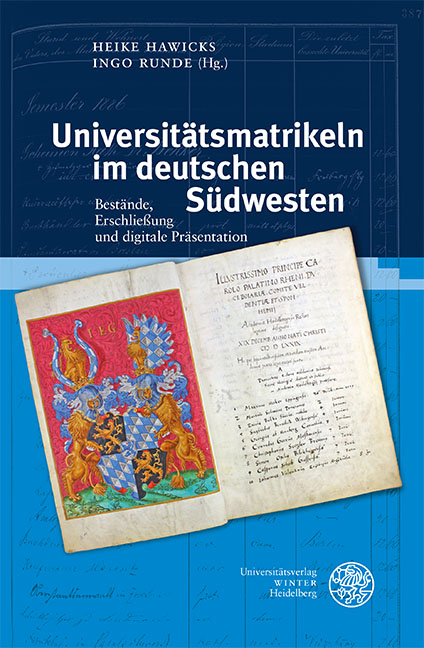 Universit&auml;tsmatrikeln im deutschen S&uuml;dwesten - 