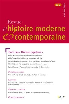 Revue d'histoire moderne et contemporaine, n° 67-2. Faire une histoire populaire