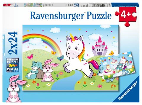 Ravensburger Kinderpuzzle - 07828 M&auml;rchenhaftes Einhorn - Puzzle f&uuml;r Kinder ab 4 Jahren, 2x24 Teilen