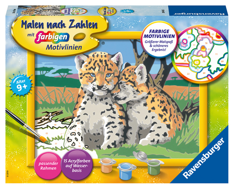 CreArt, Malen nach Zahlen Kinder - Kleine Leoparden