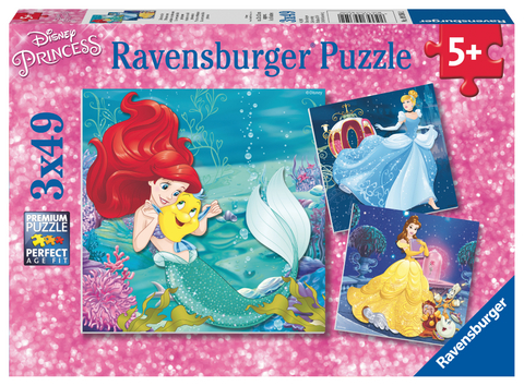 Ravensburger Kinderpuzzle - 09350 Abenteuer der Prinzessinnen - Puzzle f&uuml;r Kinder ab 5 Jahren, Disney-Puzzle mit 3x49 Teilen