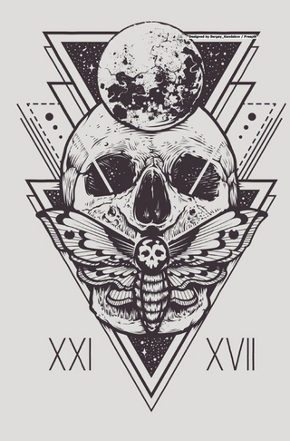 Heavy Metal Skull Totenkopf Notizbuch für Metal und Rock Fans punktiert dotted 68 Seiten