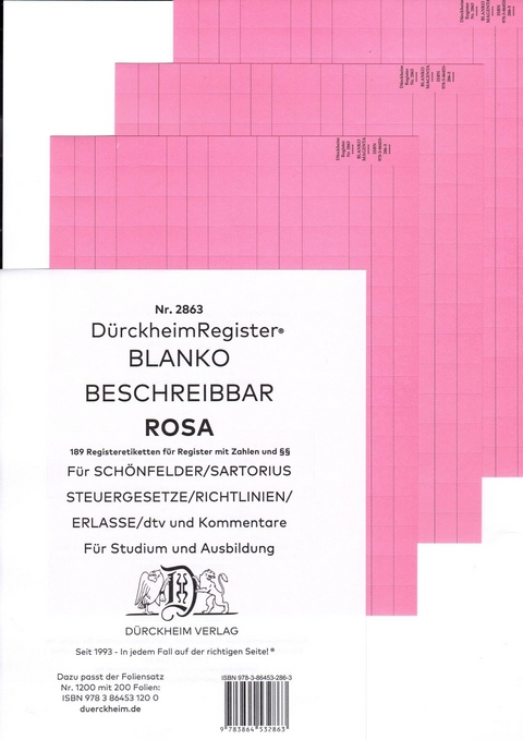 D&uuml;rckheimRegister&reg; BLANKO-ROSA beschreibbar f&uuml;r deine Gesetze - Constantin von D&uuml;rckheim