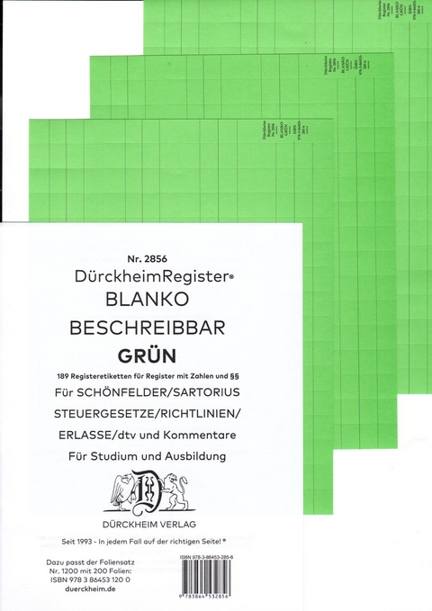 DürckheimRegister® BLANKO-GRÜN beschreibbar für deine Gesetze - Constantin von Dürckheim