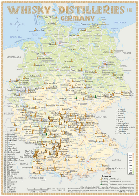 Whisky Distilleries Germany-Austria-Switzerland - Tasting Map - R&uuml;diger J&ouml;rg Hirst