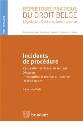 Incidents de proc&eacute;dure : r&eacute;cusation et dessaisissement, d&eacute;saveu, interruption et reprise d'instance, d&eacute;sistements - Benedicte Petit