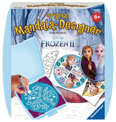 Ravensburger Mandala Designer Frozen 2 29025, Anna und Elsa zeichen lernen f&uuml;r Kinder ab 6 Jahren, Set mit Mandala-Schablone f&uuml;r farbenfrohe Mandalas