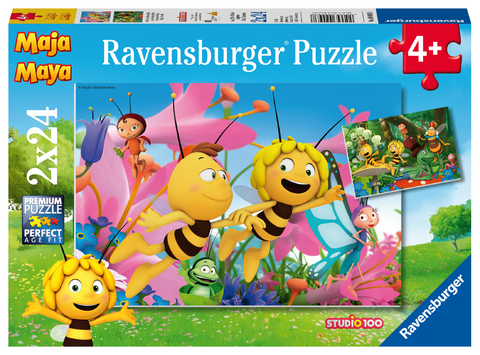 Ravensburger Kinderpuzzle - 09093 Die kleine Biene Maja - Puzzle f&uuml;r Kinder ab 4 Jahren, Biene Maja Puzzle mit 2x24 Teilen