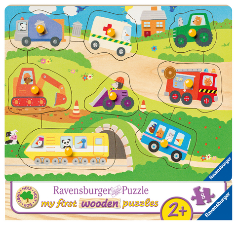 Ravensburger Kinderpuzzle - 03684 Lieblingsfahrzeuge - my first wooden puzzle mit 8 Teilen - Puzzle f&uuml;r Kinder ab 2 Jahren - Holzpuzzle