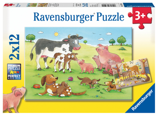 Ravensburger Kinderpuzzle - 07590 Glückliche Tierfamilien - Puzzle für Kinder ab 3 Jahren, mit 2x12 Teilen