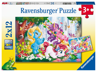 Ravensburger Kinderpuzzle - 05028 Magische Einhornwelt - Puzzle für Kinder ab 3 Jahren, mit 2x12 Teilen