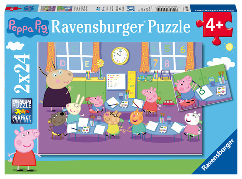 Ravensburger Kinderpuzzle - 09099 Peppa in der Schule - Puzzle f&uuml;r Kinder ab 4 Jahren, Peppa Wutz Puzzle mit 2x24 Teilen