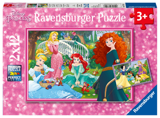 Ravensburger Kinderpuzzle - 07620 In der Welt der Disney Prinzessinnen - Puzzle für Kinder ab 3 Jahren, Disney Puzzle mit 2x12 Teilen