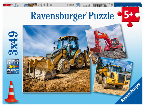 Ravensburger Kinderpuzzle - 05032 Baufahrzeuge im Einsatz - Puzzle f&uuml;r Kinder ab 5 Jahren, mit 3x49 Teilen