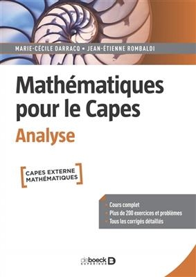 Math&eacute;matiques pour le Capes. Analyse - Marie-C&eacute;cile Darracq, Jean-Etienne Rombaldi