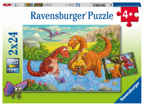 Ravensburger Kinderpuzzle - 05030 Spielende Dinos - Puzzle f&uuml;r Kinder ab 4 Jahren, mit 2x24 Teilen