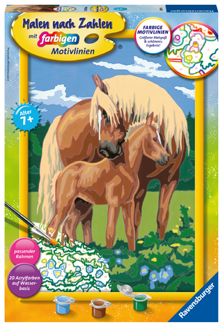 Ravensburger Malen nach Zahlen 28911 - Liebevolle Pferde – Kinder ab 7 Jahren