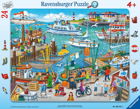 Ravensburger Kinderpuzzle - 06152 Ein Tag am Hafen - Rahmenpuzzle f&uuml;r Kinder ab 4 Jahren, mit 24 Teilen
