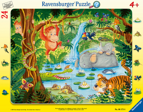 Ravensburger Kinderpuzzle - 06171 Dschungelbewohner - Rahmenpuzzle f&uuml;r Kinder ab 4 Jahren, mit 24 Teilen