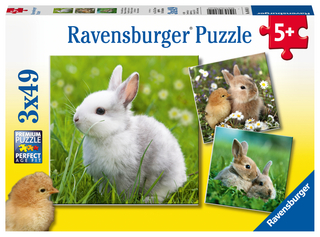 Ravensburger Kinderpuzzle - 08041 Niedliche Häschen - Puzzle für Kinder ab 5 Jahren, mit 3x49 Teilen