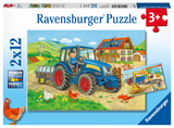 Ravensburger Kinderpuzzle - 07616 Baustelle und Bauernhof - Puzzle f&uuml;r Kinder ab 3 Jahren, mit 2x12 Teilen