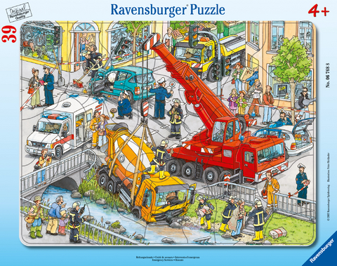 Ravensburger Kinderpuzzle - 06768 Rettungseinsatz - Rahmenpuzzle f&uuml;r Kinder ab 4 Jahren, mit 39 Teilen
