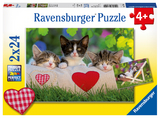 Ravensburger Kinderpuzzle - 07801 Verschlafene K&auml;tzchen - Puzzle f&uuml;r Kinder ab 4 Jahren, mit 2x24 Teilen
