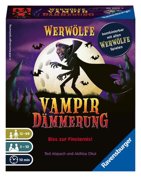 Ravensburger 26003 - Werw&ouml;lfe - Vampird&auml;mmerung, Gesellschaftsspiel f&uuml;r 3-10 Spieler, Actionsspiel ab 12 Jahre, Spielereihe - Ted Alspach, Akihisa Okui