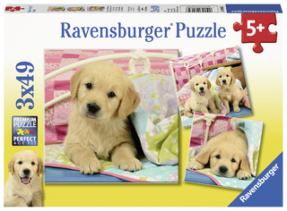 Ravensburger Kinderpuzzle - 08065 Kuschelige Hündchen - Puzzle für Kinder ab 5 Jahren, mit 3x49 Teilen